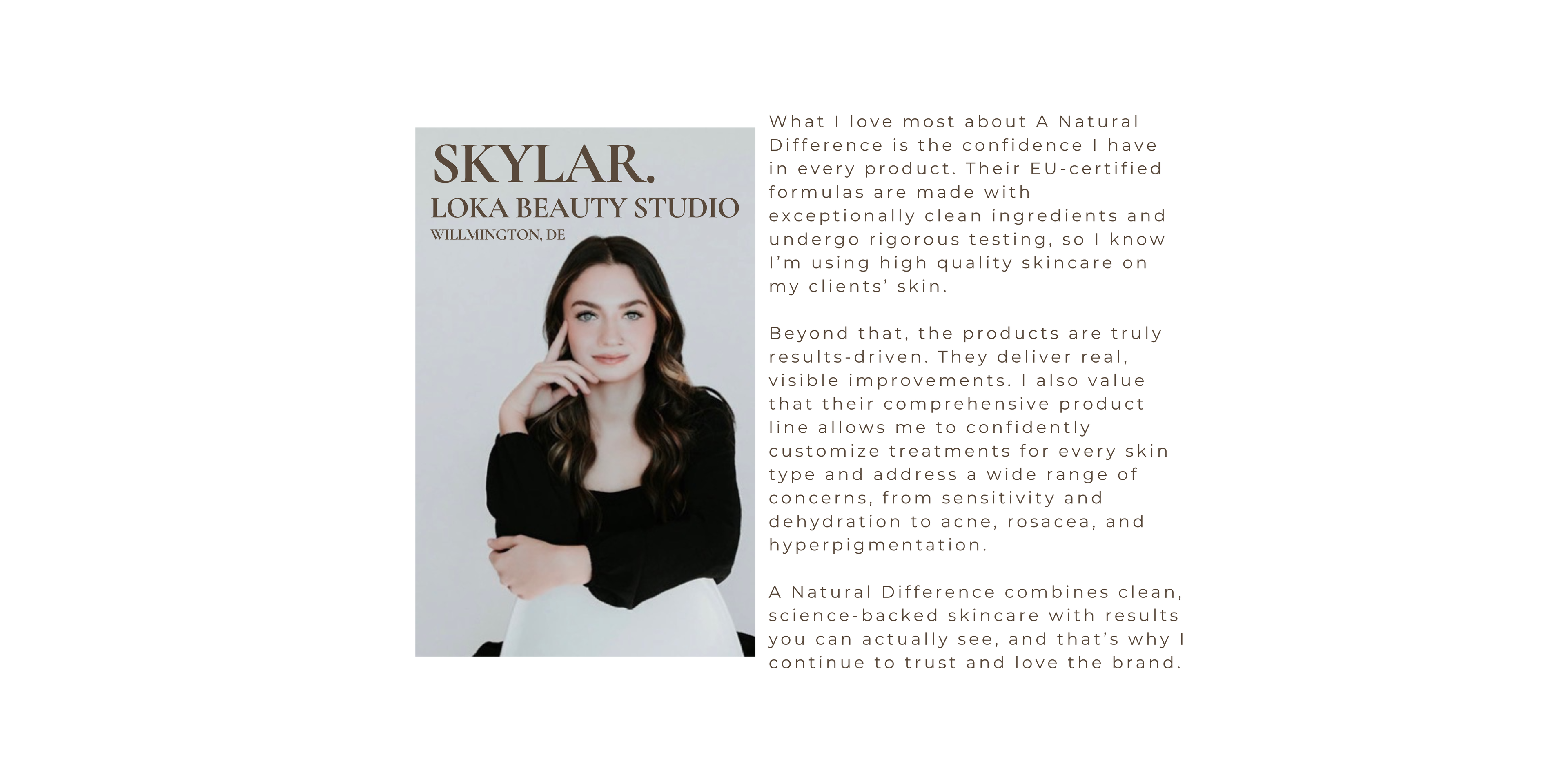 A Natural Difference aesthetician recommended skincare 