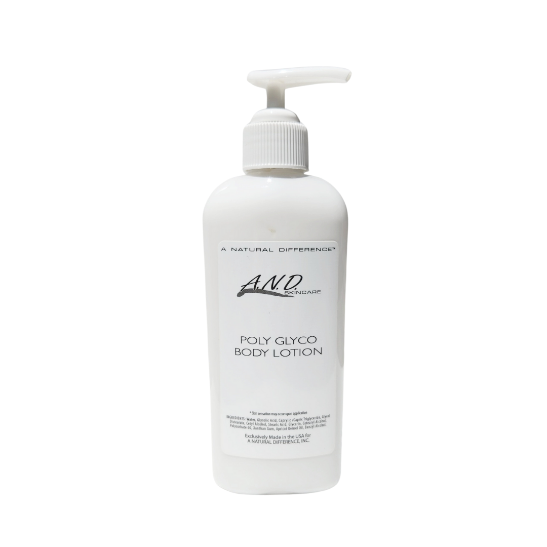 Exfoliating body lotion for keratosis pilaris and rough skin with glycolic acid to smooth texture and improve skin tone